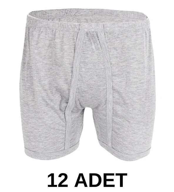 12 Adet Erkek % 100 Pamuk Arjantin Penye Boxer Gri (65 Kilo-115 Kilo)
