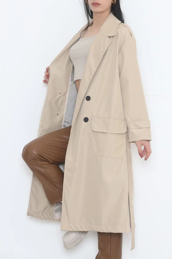 Kemerli Trençkot Vizon - 11613.683. - 6