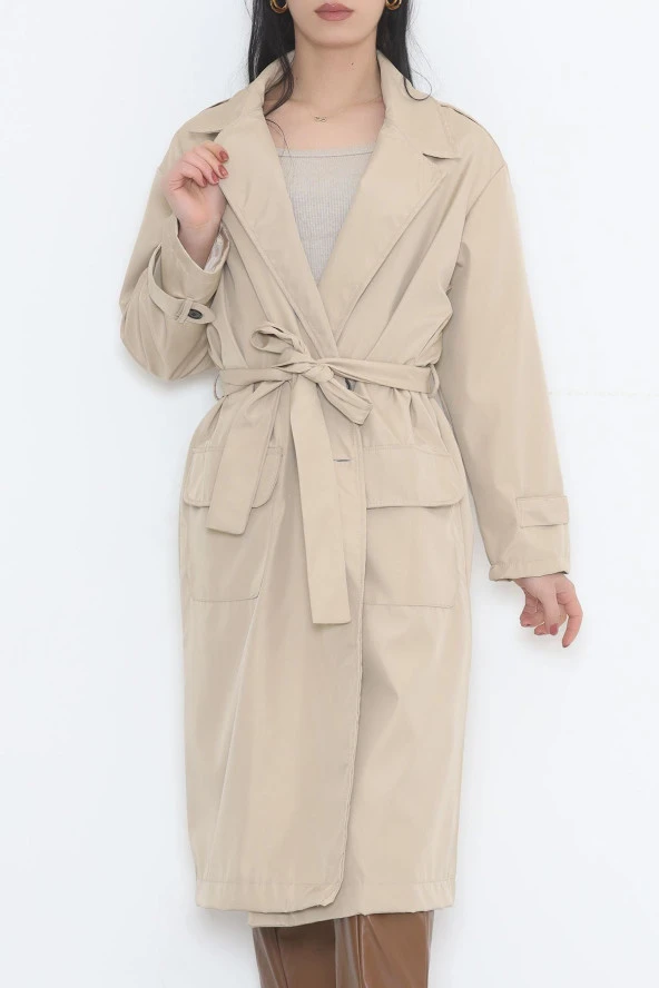 Kemerli Trençkot Vizon - 11613.683. - 7