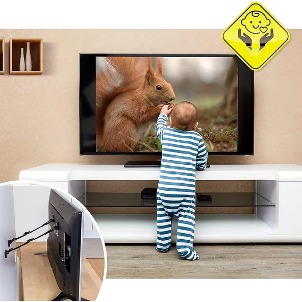 Ayt Pwr-22080 Lcd Led Tv Güvenlik Kemeri Unite Askı Aparatı Televizyon Sabitleyici Deprem Sabitleyici - 2