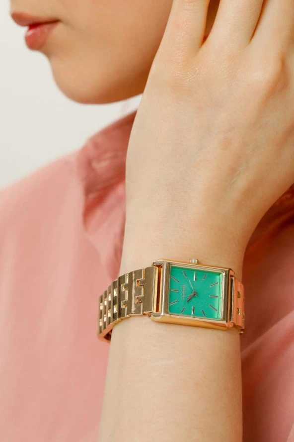 Maria Yeşil Kadran Gold Kordon Kadın Kol Saat - 3