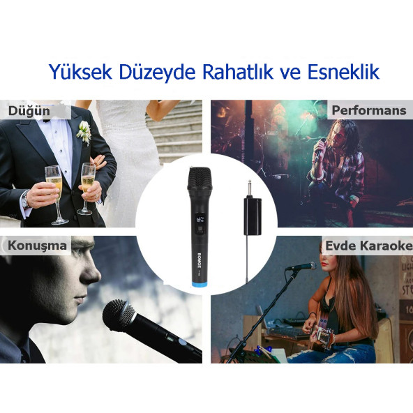 TechTic Vhf Kablosuz Mikrofon Profosyonel Cami Okul Otobüs Sunum Düğün Alıcılı El Mikrofonu Karaoke - 3