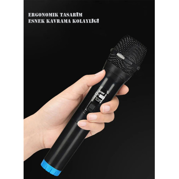 TechTic Vhf Kablosuz Mikrofon Profosyonel Cami Okul Otobüs Sunum Düğün Alıcılı El Mikrofonu Karaoke - 11