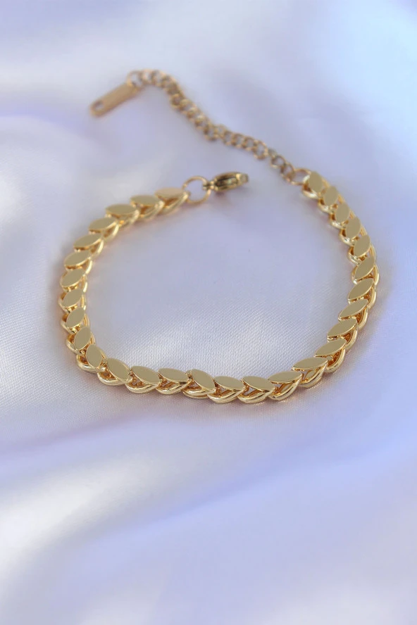 316L Çelik Arpa Gold Renk Kadın Bileklik - TJ-BB5305