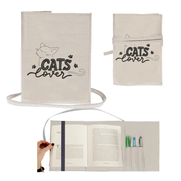 Cats Lover Nakışlı Kitap - Tablet - Ebook Çantası / Kılıfı