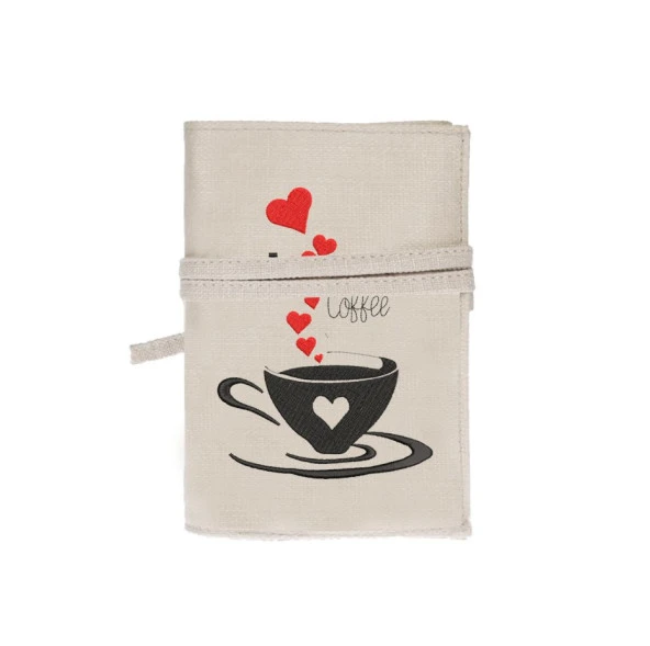Coffee Cup Love Nakışlı Kitap - Tablet - Ebook Çantası / Kılıfı - 3