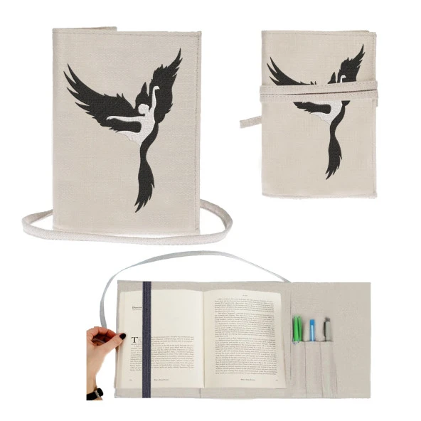 Black Swan Siyah Kuğu Nakışlı Kitap - Tablet - Ebook Çantası / Kılıfı
