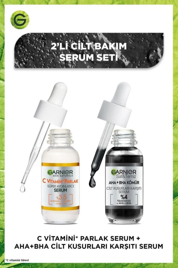 Garnier Aha+bha Cilt Kusurları Karşıtı Serum & C Vitamini Parlak Süper Aydınlatıcı Serum 2'li Set