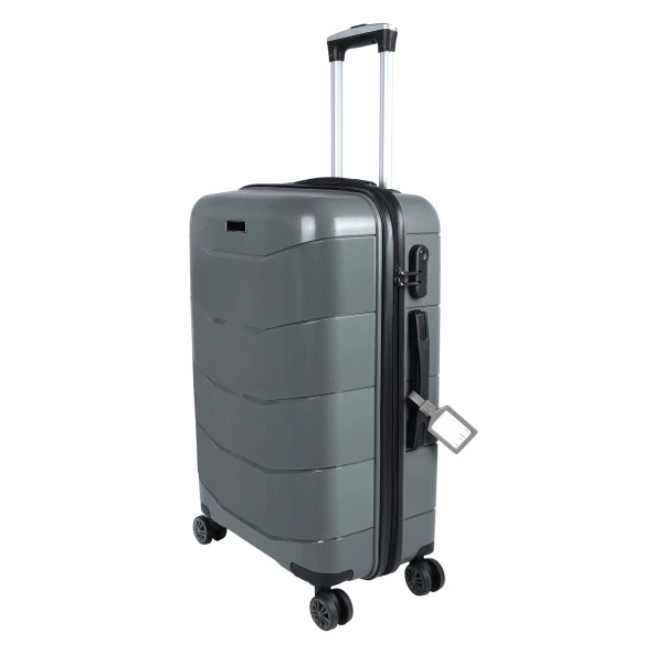 Bagacar Ultra Hafif Kırılmaz Silikon Kabin Boy Valiz Gri+ETİKET HEDİYELİ! - Resim 2