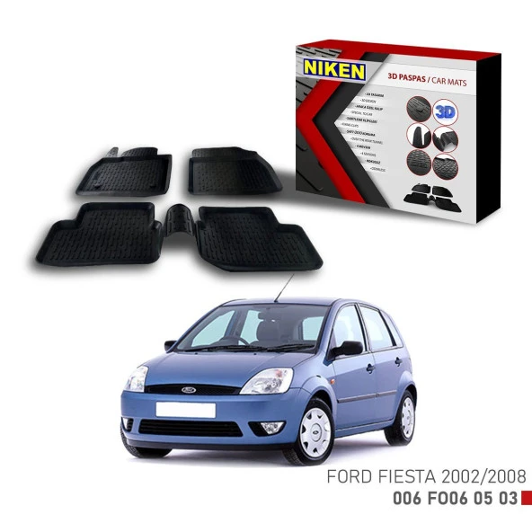 Ford Fiesta 2002-2008- için Uyumlu 3D Paspas