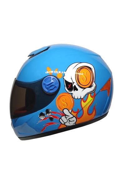 MTS SY118 ÇOCUK KASKI SKULL BLUE