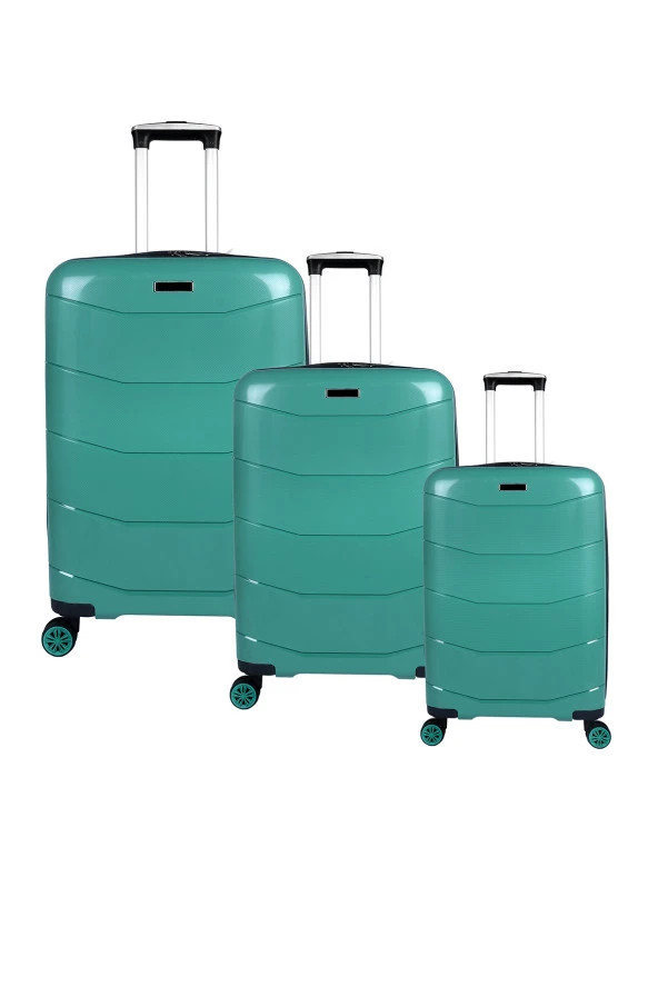 Bagacar Ultra Hafif Kırılmaz Silikon 3lü Set Valiz Yeşil+ETİKET HEDİYELİ!