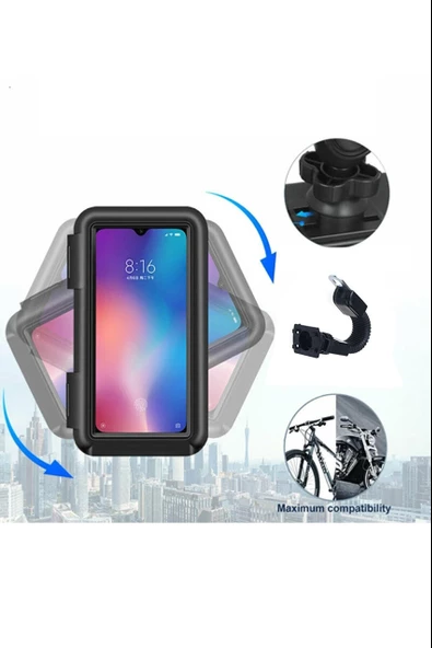 Suporte Motosiklet Telefon Tutucu Kapalı Model ( 4,7 - 6,8 inches ) AYNA BAGLANTILI - 3