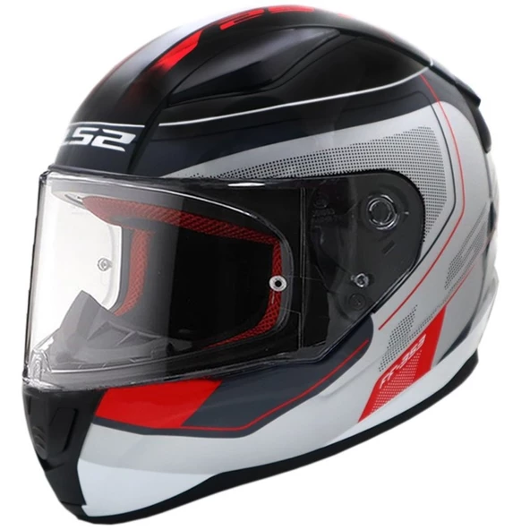 LS2 RAPID SLIDE BEYAZ-SİYAH-KIRMIZI KASK ürün görseli