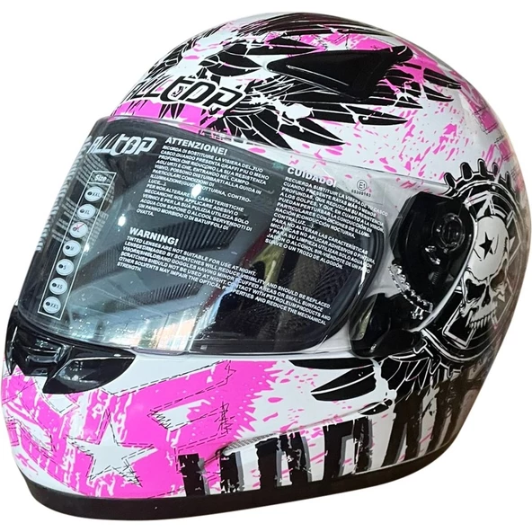 Mts Ap-095 Kapalı Kask (Pembe-Siyah-Beyaz)