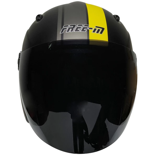 FREE-M 601 MAT SİYAH-SARI KASK (SİYAH CAMLI) - 2