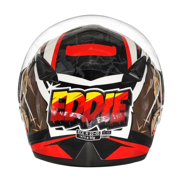 Free-M 961 Monkey Güneş Vizörlü Çeneden Açılır Kask Siyah - Beyaz - Kırmızı - 5