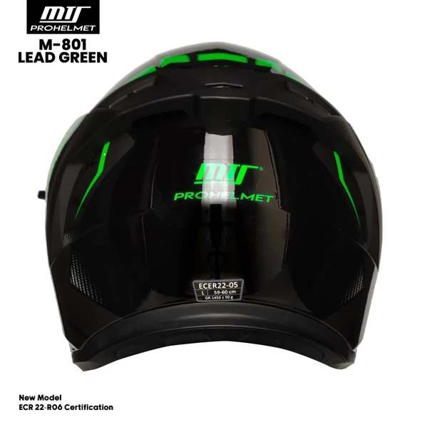 MTS M-801-SNAKE LEAD GREEN GÜNEŞ VİZÖRLÜ KASK (SİYAH CAMLI) - 3