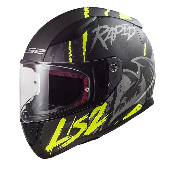 LS2 RAPID 2 RAVEN MAT SİYAH-GRİ-NEON SARI KASK