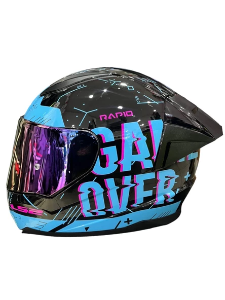 LS2 RAPID PLAYER SİYAH-MAVİ KASK (GÖKKUŞAĞI CAM+ŞEFFAF CAM+SPOILER) - 1