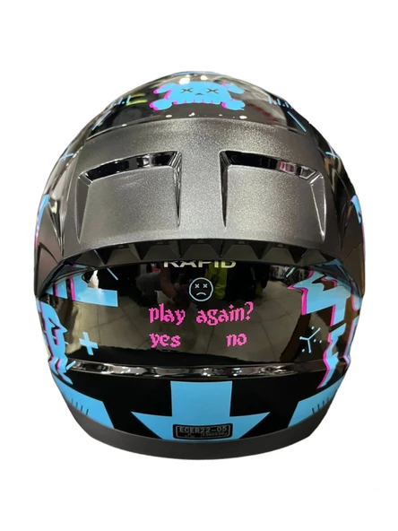 LS2 RAPID PLAYER SİYAH-MAVİ KASK (GÖKKUŞAĞI CAM+ŞEFFAF CAM+SPOILER) - 3
