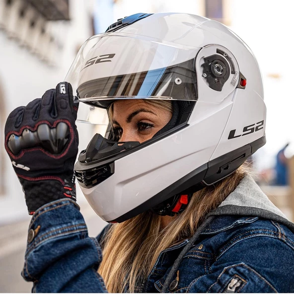 LS2 STROBE 2 ÇENE AÇILIR BEYAZ KASK - 9