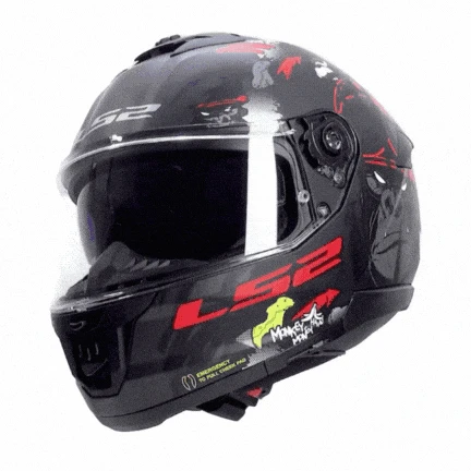 LS2 STREAM 2 ANGRY MONKEY MAT SİYAH-KIRMIZI KAPALI KASK ürün görseli