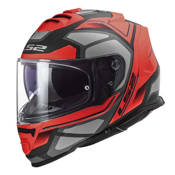 LS2 STORM 2 FASTER MAT KIRMIZI-TITANIUM KASK