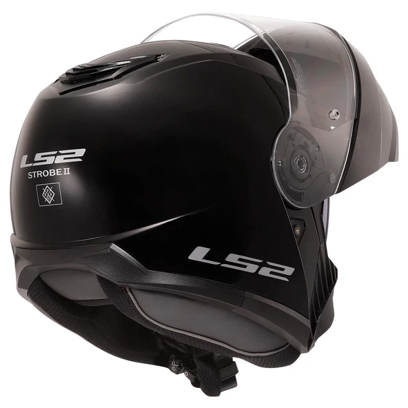 LS2 STROBE 2 ÇENE AÇILIR SİYAH KASK - 6