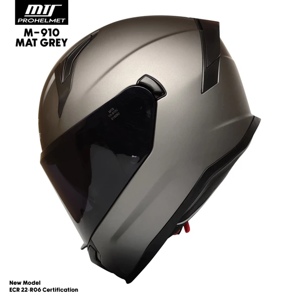 MTS M-910 MAT GRİ GÜNEŞ VİZÖRLÜ KASK (SİYAH CAMLI) - 2