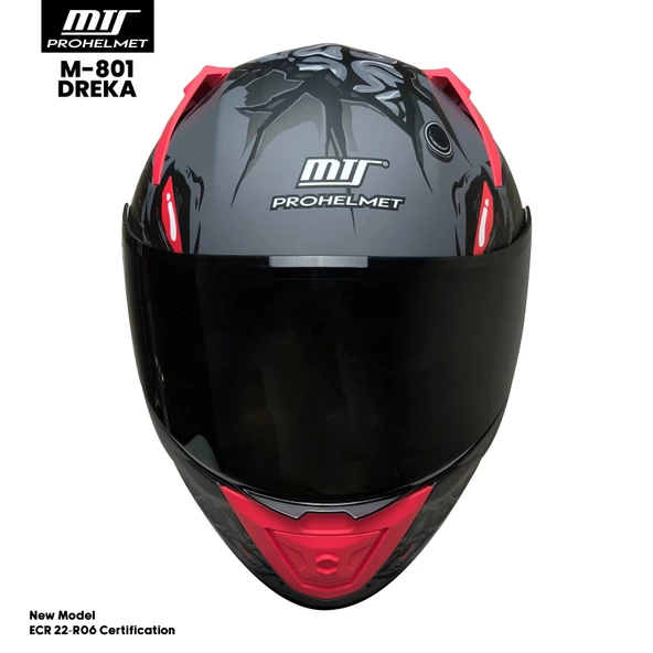 MTS M-201-SNAKE DREKA MAT SİYAH-KIRMIZI GÜNEŞ VİZÖRLÜ KASK - 2