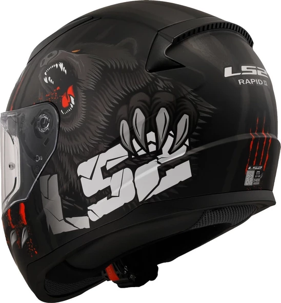 LS2 RAPID 2 CLAWN MAT SİYAH-KIRMIZI KASK - 3