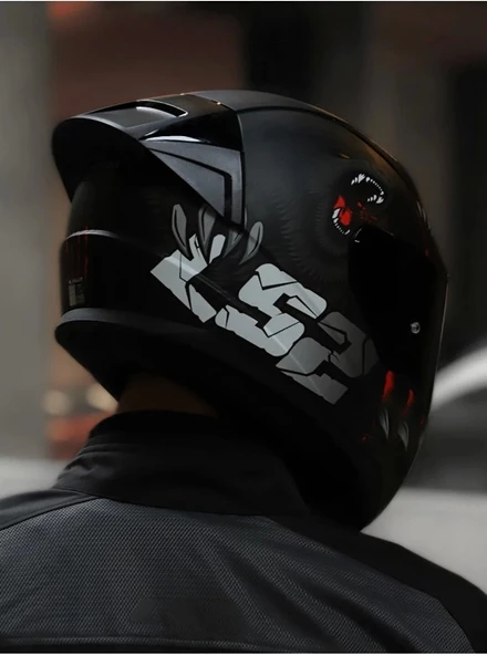 LS2 RAPID 2 RACE CLAWN MAT SİYAH-KIRMIZI KASK (SİYAH+ŞEFFAF CAM+SPOILER ) - 5