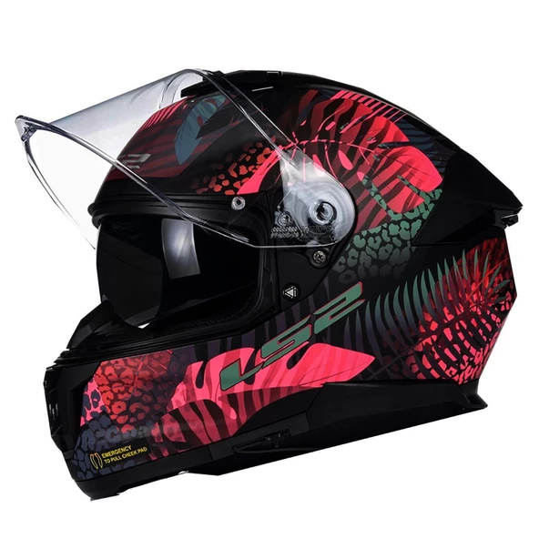 LS2 STREAM 2 JUNGLE MAT SİYAH-MAVİ-PEMBE KASK - 2