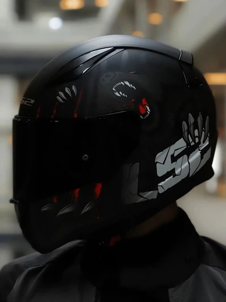 LS2 RAPID 2 CLAWN MAT SİYAH-KIRMIZI KASK (SİYAH+ŞEFFAF CAM ) - 3