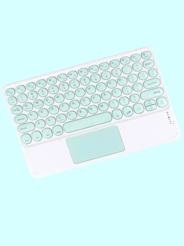 Wenn Tab Ultra 10.4" Uyumlu Kablosuz Bluetooth Şarj Edilebilir Mini Q TouchPad'li Klavye - Mavi