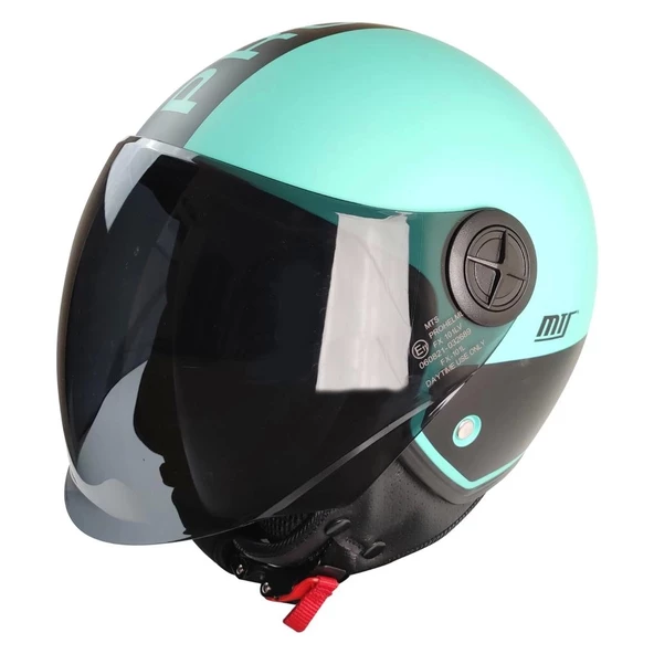 MTS FX-101 YARIM KASK MAT TURKUAZ (SİYAH CAMLI)