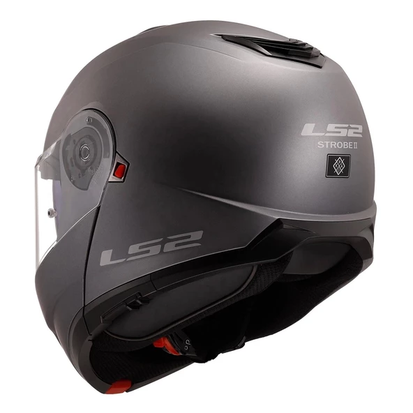 LS2 STROBE 2 ÇENE AÇILIR MAT TITANIUM KASK - 6