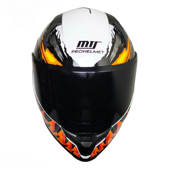 MTS M-910 INSECT BEYAZ-SİYAH-TURUNCU GÜNEŞ VİZÖRLÜ KASK (SİYAH CAMLI) - 3