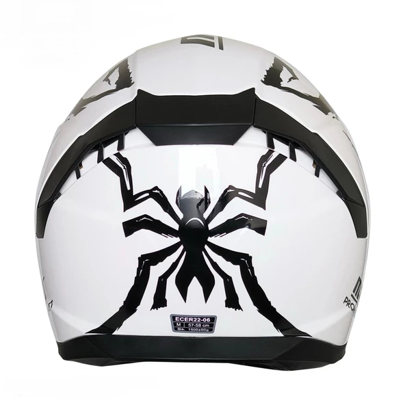 MTS M-910 INSECT BEYAZ-SİYAH-TURUNCU GÜNEŞ VİZÖRLÜ KASK (SİYAH CAMLI) - 2
