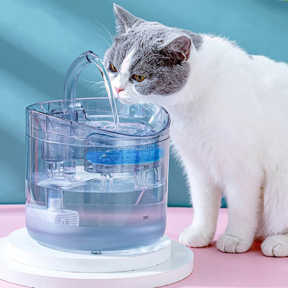 TechTic Kedi Köpek İçin Sessiz Su Çeşmesi Otomatik Su Pınarı Usb li Su Sebili Kedi Su Şelalesi