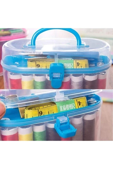 24 Parça Ip Iğne Makaslı Mezuralı Mini Dikiş Seti Çantalı Dikiş Seti Seyahat Boy İğne İplik Seti - 3