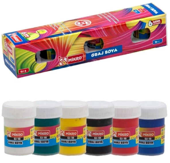 Mikro Guaj Boya Şişe 6 Renk 15 ML