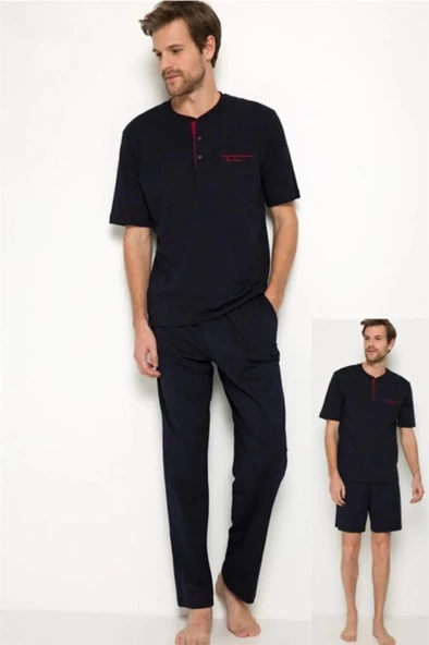 Pierre Cardin 5370 Lacivert 3 Lü Pijama Şort Damat Pijama  Takım - 2