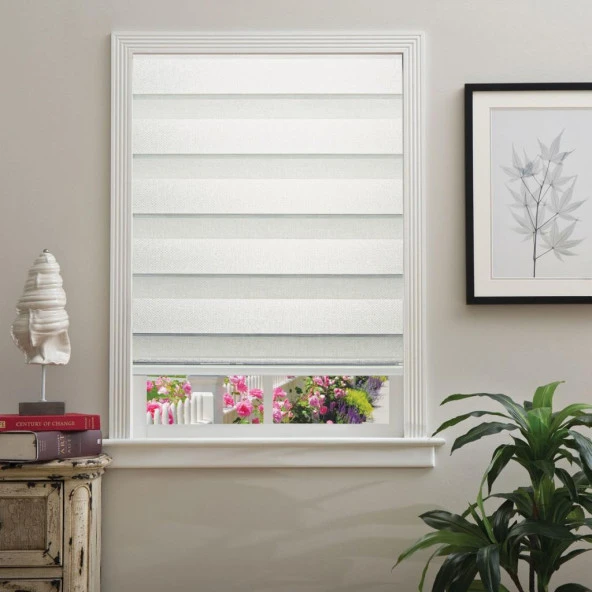 Hazır Hasır Bambu Zebra Stor Perde Ekru 180x200cm ürün görseli