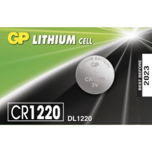 GP Batteries Cr1220 1220 Boy Lityum Düğme Pil, 3 Volt, Tekli Kart