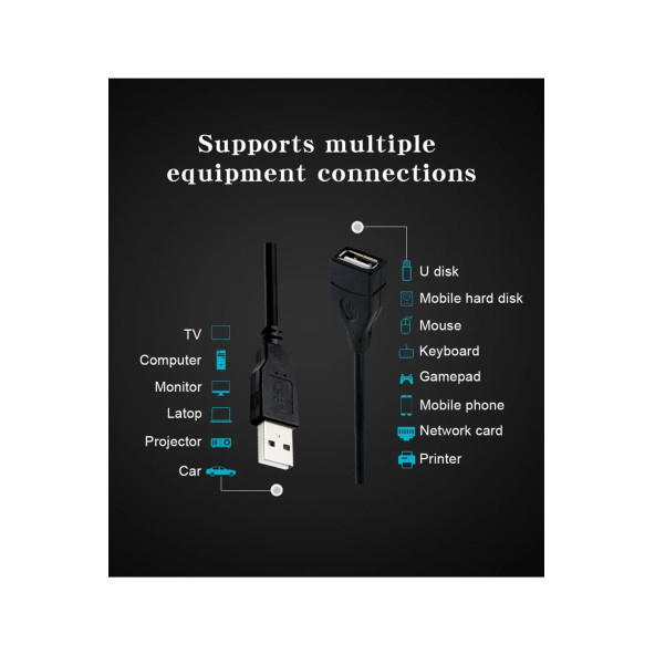 Yeni 2024 Yüksek Hız 1.5 Mt Metre Usb Uzatma Kablosu Uzatıcı Ara Kablosu Dişi Erkek Gerçek Usb 2.0 - 3