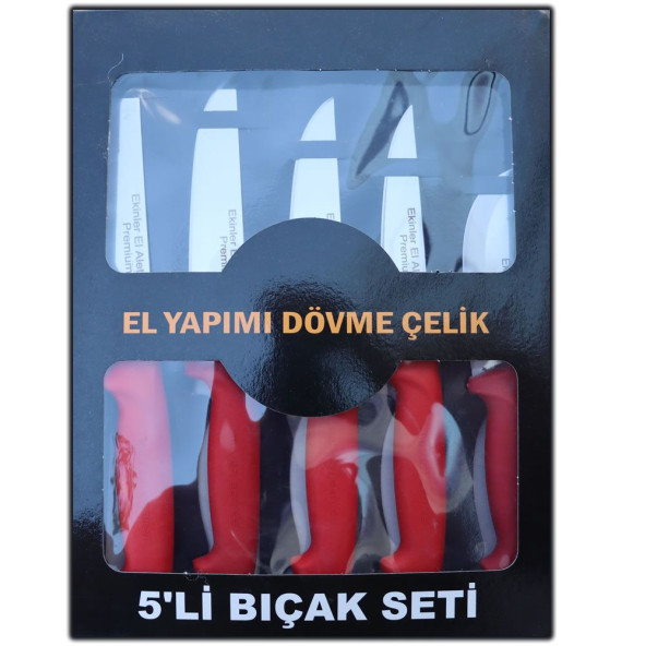 Plastik Saplı Premium Paslanmaz Çelik 5 li Kasap Ve Mutfak Bıçağı Seti - 2