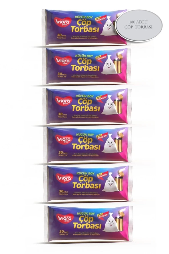 Standart Mini Boy 6 Paket Çöp Torbası 40x50 Cm 180'li Rulo Çöp Poşeti