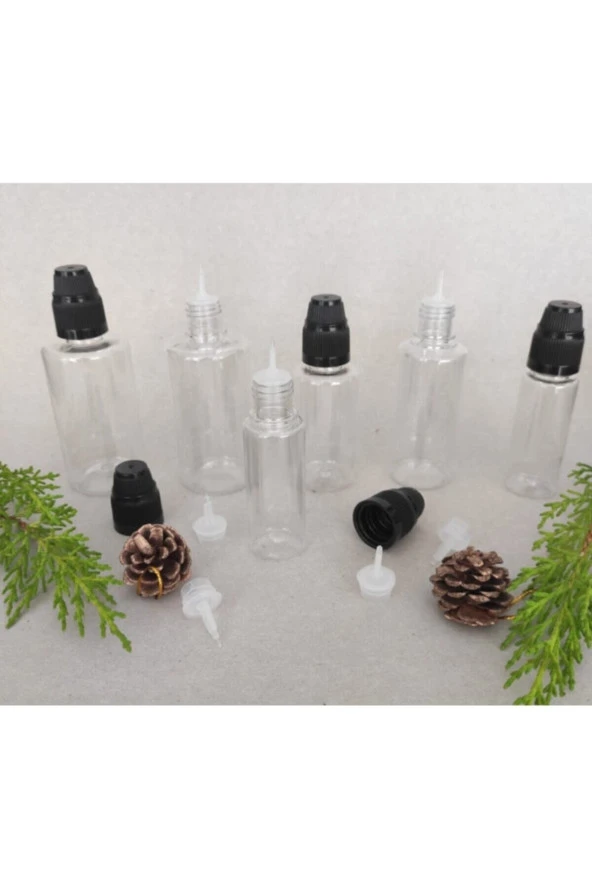 100 Adet 30 ml Ikili Kapaklı, Damlatma Uçlu, Tıpalı, Kolonya, Dezenfektan, Likit Şişesi, pet sigara - 2